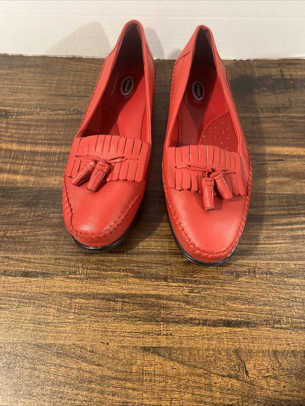 Dr. Scholl’s Women’s Red Leather Kiltie Tassel Loafers SIZE 10 W Air-Pillo Flats